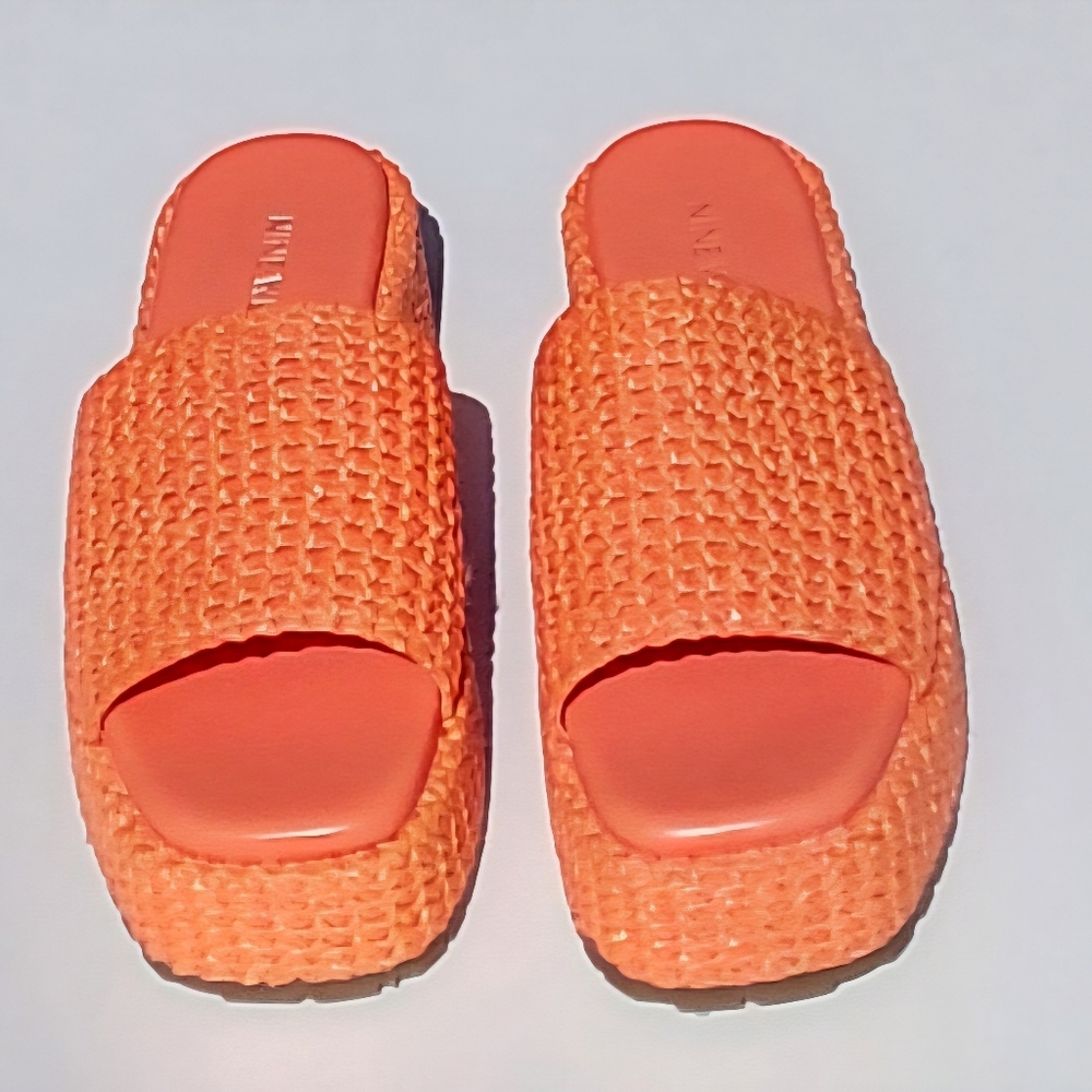 NINE WEST Women's Keziah  Orange Flatform  Slide Sandals - 7M